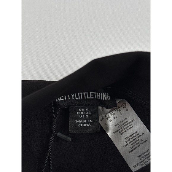 Pretty Little Thing Black Sculpt Pocket Front Double Zip Up Jacket - Size 2 New - Picture 9 of 12